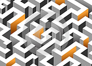 Black, white and orange maze, labyrinth.