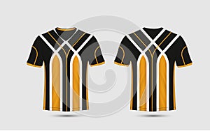 Black, White and orange stripe pattern sport football kits, jersey, t-shirt design template photo