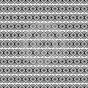 Black and white ornament, graphic ethnic seamless pattern, geometric monochrome background. For fabric design, wrapper, surface,