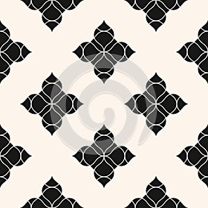 Black and white ornamental geometric floral seamless pattern. Oriental ornament