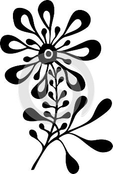 Black and white ornamental vector flower