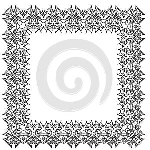 Black-and-white ornamental vector frame. Isolated square element