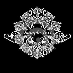 Black And White Ornate Flower Quad