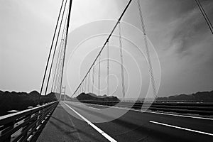 Black and white overpass bridge