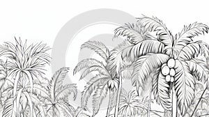 Black And White Palm Tree Drawing For Coloring Page