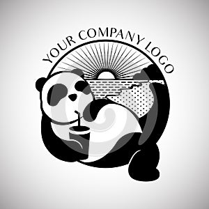 Black and white panda wildlife china animal modern and simple logo design