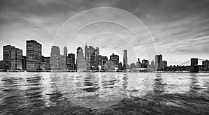 Panoramic picture of the Manhattan skyline at dusk, NYC.