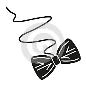 Black and white paper bow cat toy silhouette