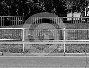 Black and white park fence backdrop