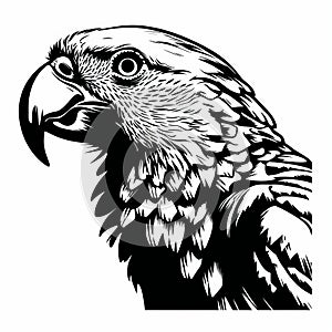Black And White Parrot: Graphic Design Poster Art