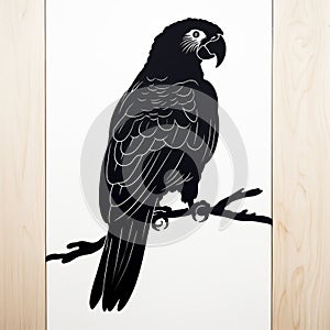 Black And White Parrot Wall Sticker: Silkscreening Style With Digital Enhancement