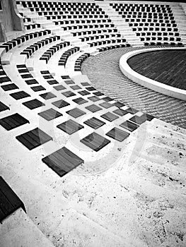 Black and white part of the  summer amphitheater