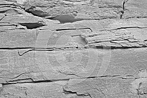 Pattern of broken rock on the cliff