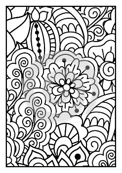Black and white pattern. Ethnic henna background.