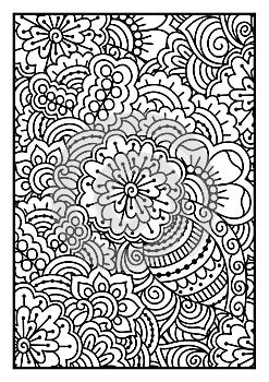 Black and white pattern. Ethnic henna hand drawn background.