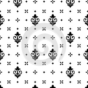 A black and white pattern with fleurons having symmetry