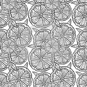 Black and white pattern of orange slices