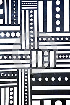 Black and white pattern of strips and stars. Backgrounds and Symbols