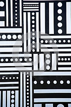 Black and white pattern of strips and stars. Backgrounds and Symbols