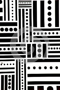 Black and white pattern of strips and stars. Backgrounds and Symbols