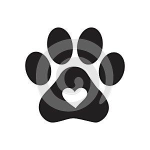 Black and White Paw Print Heart