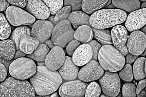 Black and white pebble stones background