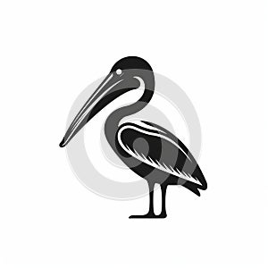 Black And White Pelican Icon - Ingrid Baars Style