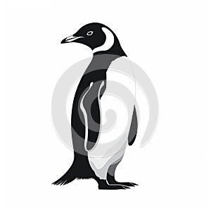 Black And White Penguin Silhouette: Graphic Illustration For Scientific Murals