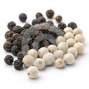 Black and white pepper isolated on transparent background