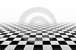 Black and white perspective checkered background - vector illustration