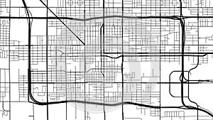 Black and white Phoenix city area vector background map, streets and water cartography illustration