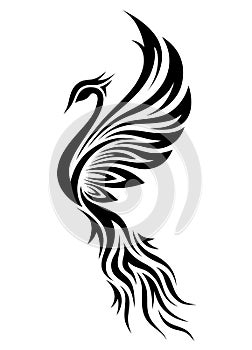 Black and White Phoenix Tribal Tattoo photo