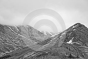 Black and White Photo Alaskan Mountain Range