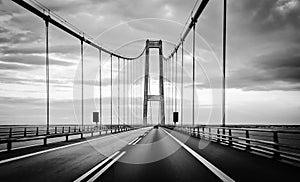 Black and white photo of a bridge near Sweden