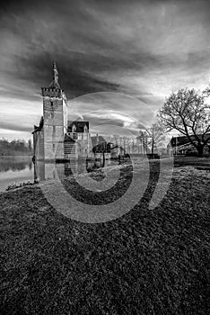 Black and white photo of Castle Horst Holsbeek Belgium