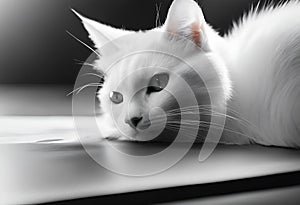 black and white photo of cat resting on laptop computer keyboard