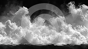 A black and white photo of a large amount of smoke, AI photo
