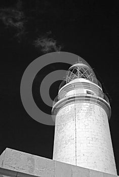 Black and white photo of the Lighthouse on Cap de Formentor on Mallorca