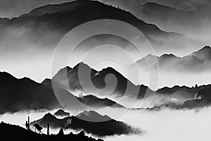 black and white photo of a mountain 2 photo