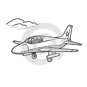 Childish Jet Coloring Page With Clouds And Smoke