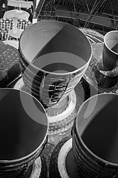 Black and White photo of Space Shuttle Engine