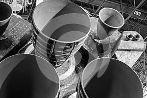 Black and White photo of Space Shuttle Engine