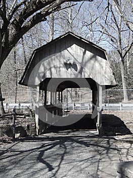 Black and White of Covered Bridge