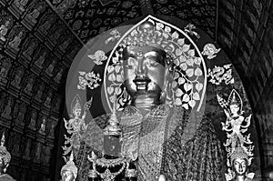 Black and white Photography : Buddha beautiful Enshrined in ancient Buddhist temple