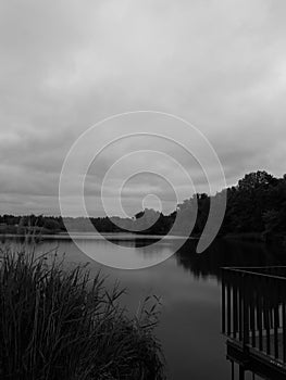 Black&white photography of the lake