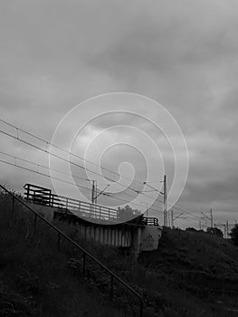 Black&white photography of the rail crossing