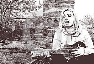 Photography of woman playing ukulele photo