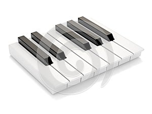 Black and white piano keys. One octave. 3D