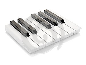 Black and white piano keys. One octave. 3D photo