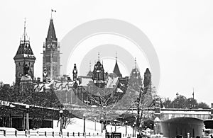 Canadian parlement covered in snow in Ottawa photo